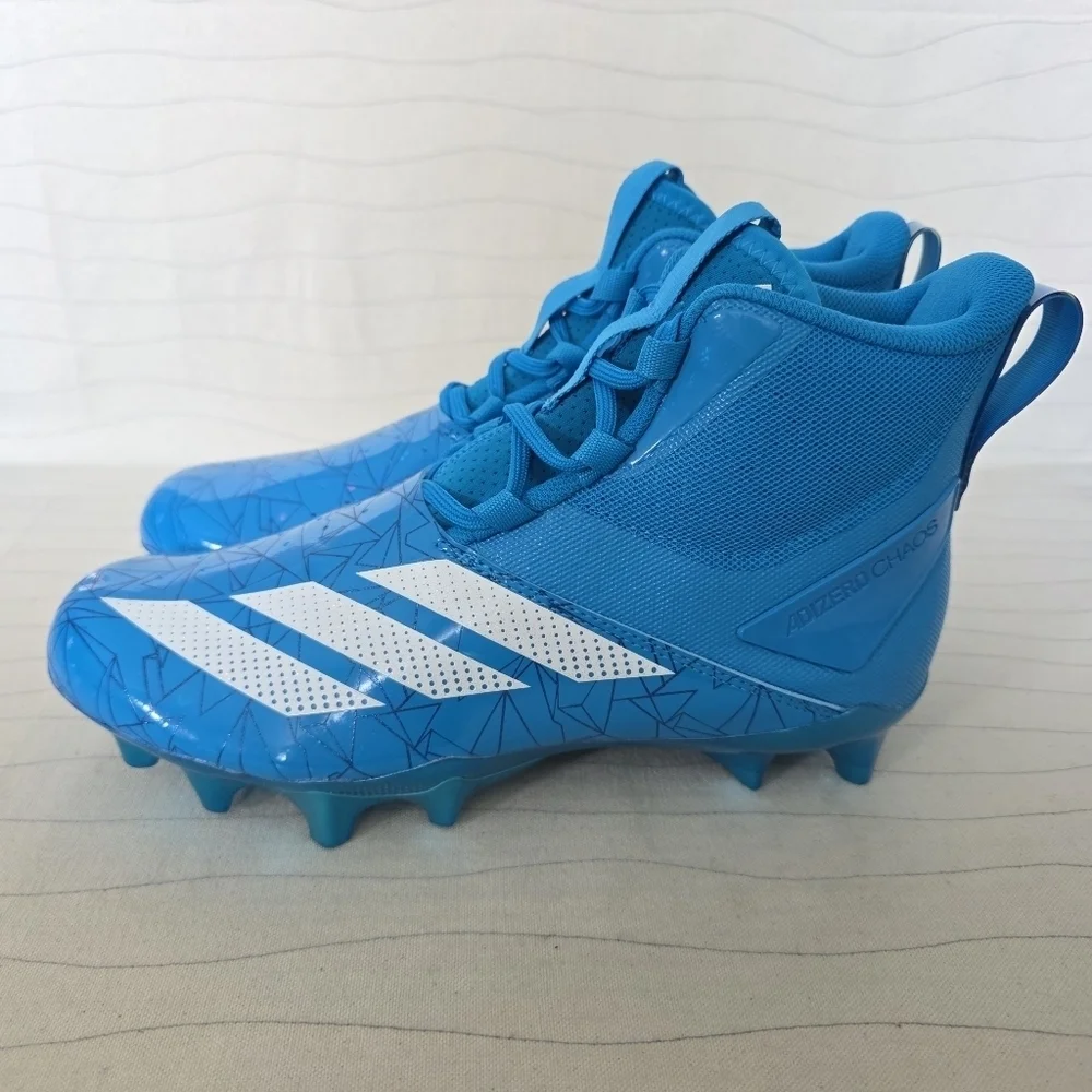Adidas Mens ADIZERO Chaos Football Cleats Blue/White Shoes IF9718 Size 8.5 NEW